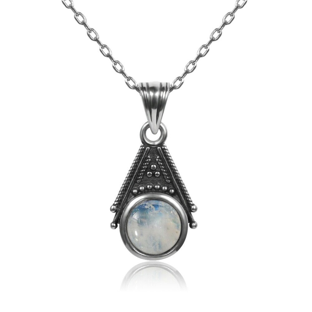 🌸 MOONSTONE NECKLACE NATURAL TEARDROP BOHO CHIC REAL CHAIN BOHEMIAN PENDANT - Picture 5 of 15